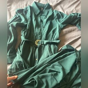 Long sleeve dark green dress XS